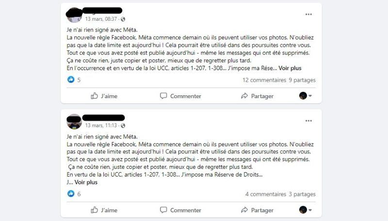 message je n'ai rien signé avec meta
