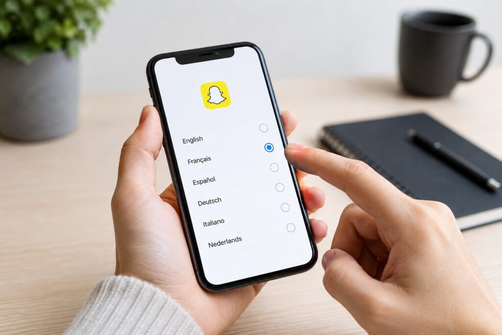 Scène réaliste liée à Changer la langue sur Snapchat : iPhone et Android