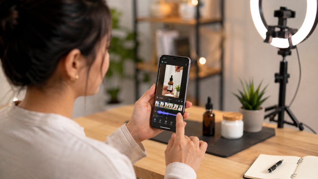 Scène réaliste liée à Créer un Reel Instagram : de l’idée à la publication