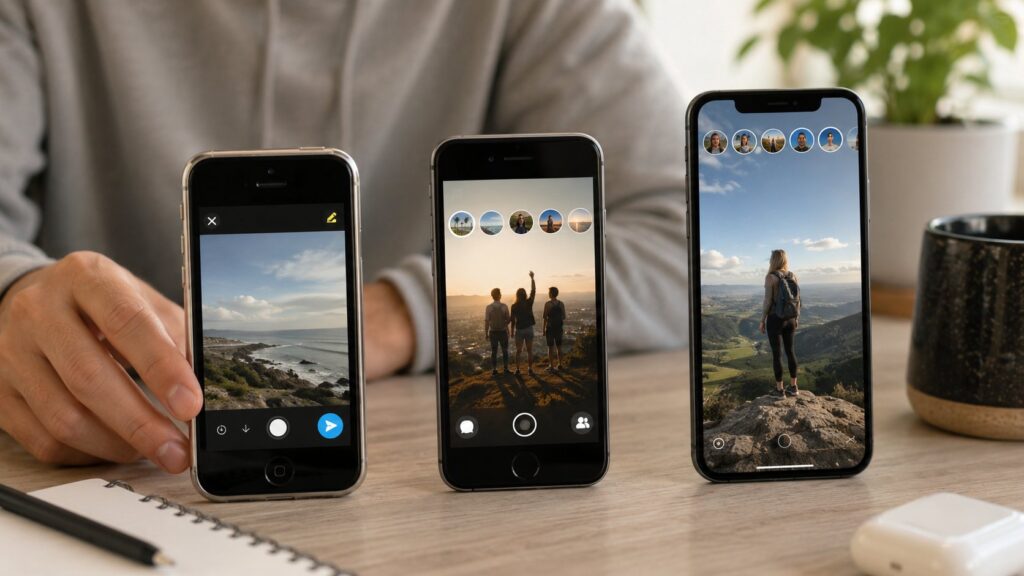 Scène réaliste liée à Histoire de Snapchat : de Picaboo aux Stories