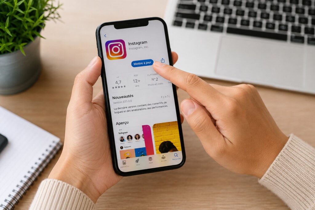 Scène réaliste liée à Mise à jour Instagram : installer la dernière version