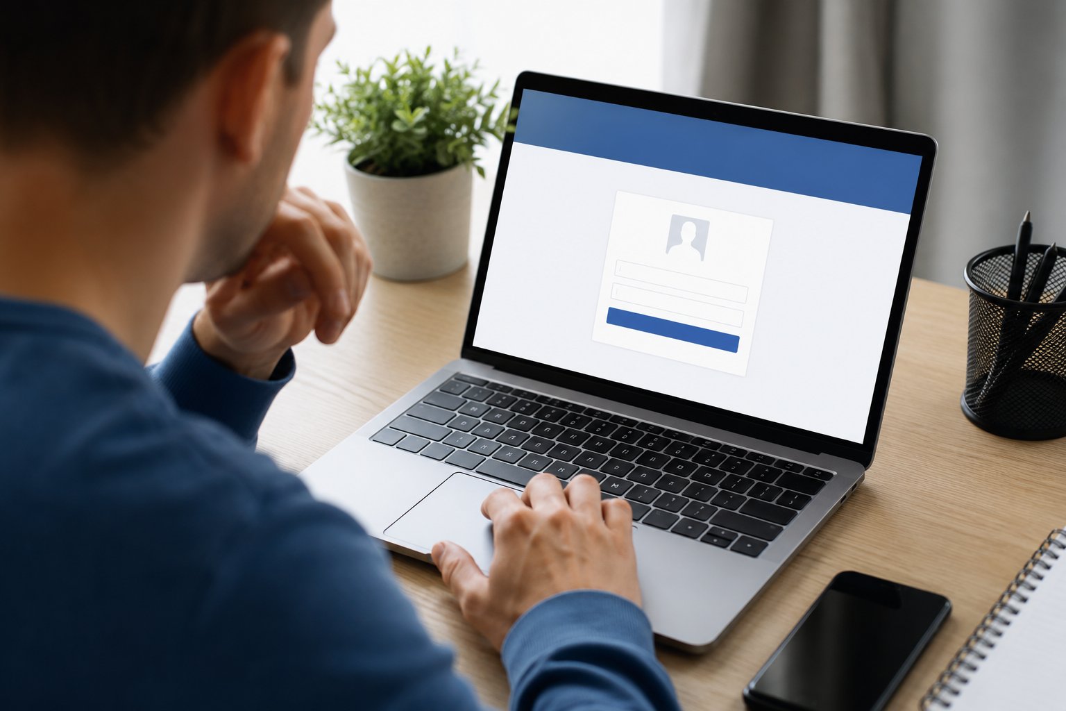 Scène réaliste liée à Mot de passe Facebook oublié : le retrouver ou le changer