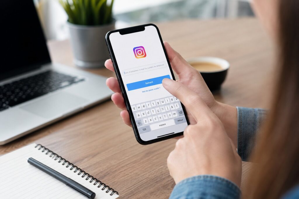 Scène réaliste liée à Mot de passe Instagram oublié : retrouver ou réinitialiser