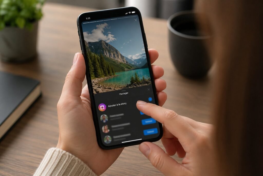 Scène réaliste liée à Partager la Story de quelqu’un sur Instagram : mode d’emploi