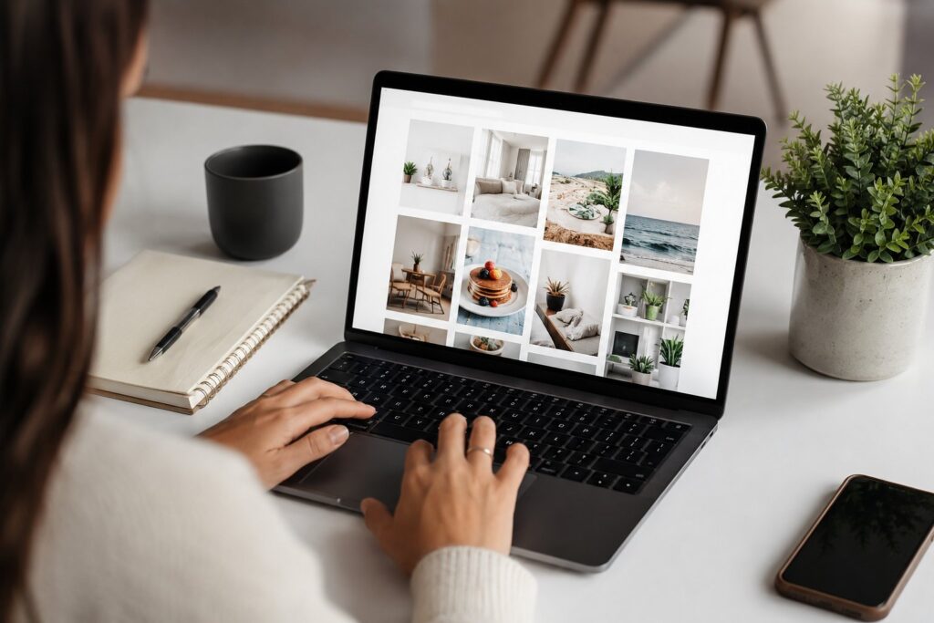 Scène réaliste liée à Pinterest sans compte : 3 accès possibles et leurs limites