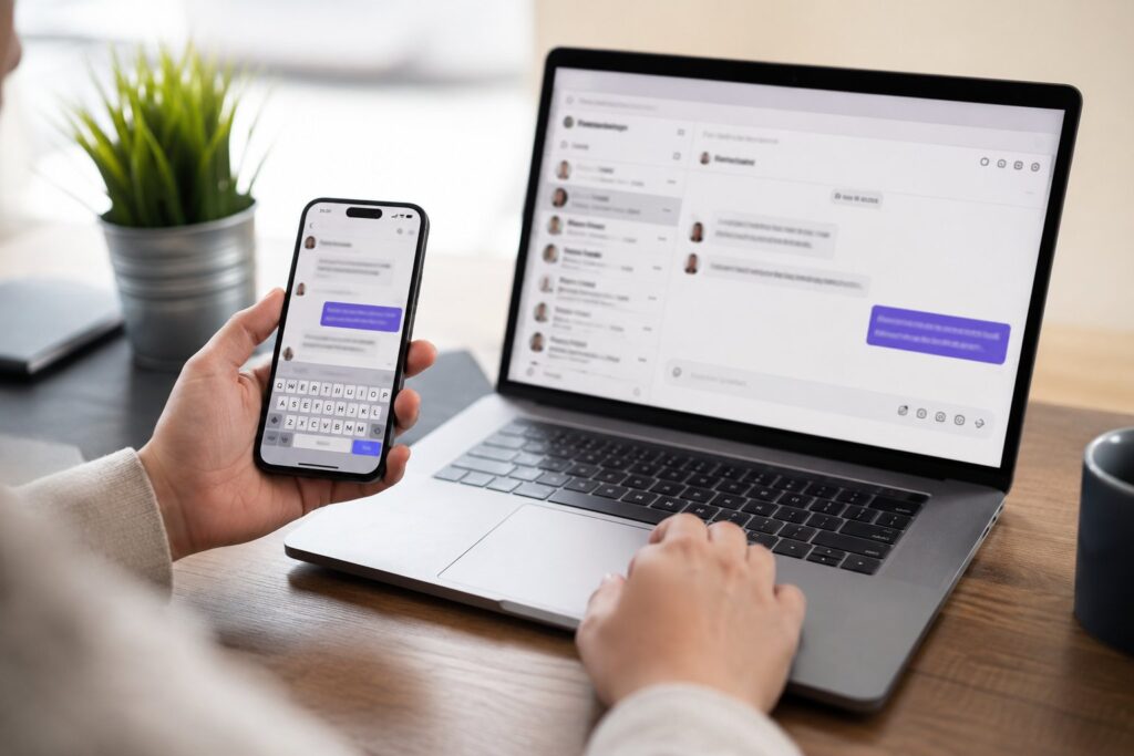 Scène réaliste liée à Répondre à un message Instagram : mobile et PC