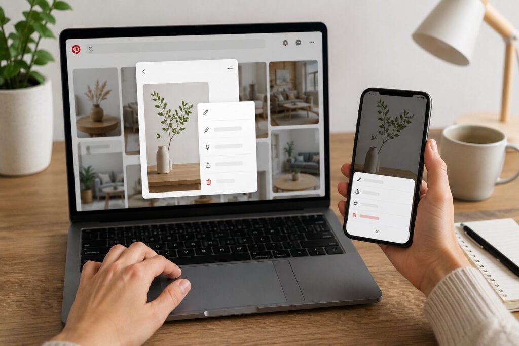Scène réaliste liée à Retirer une épingle Pinterest : PC, iPhone, Android