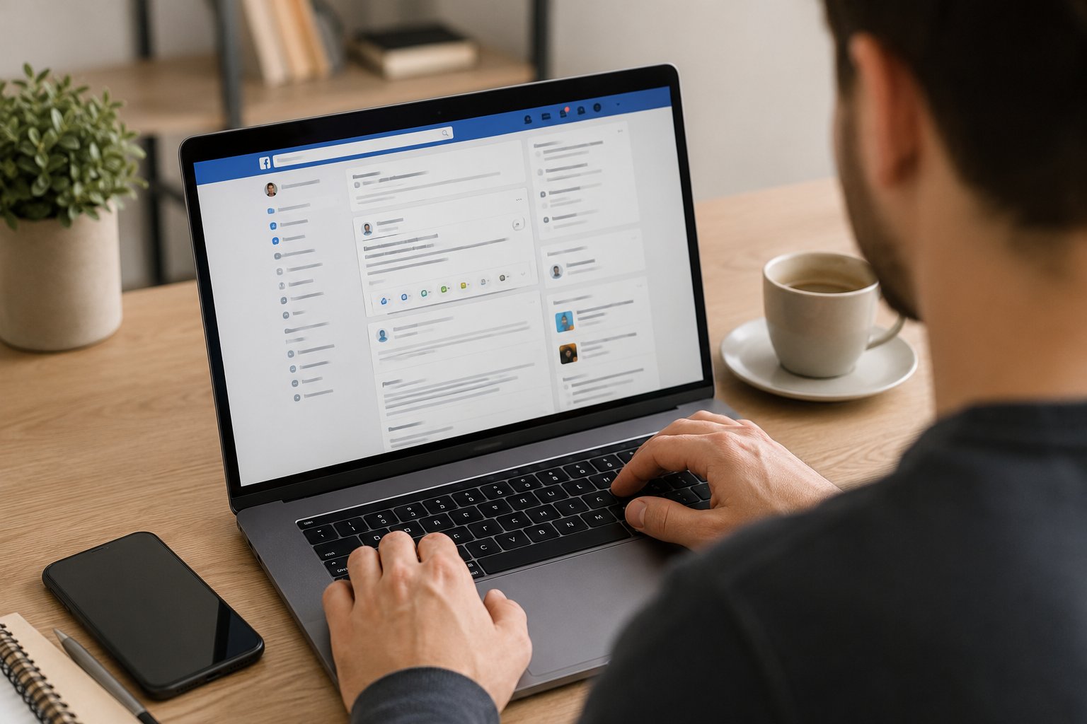 Scène réaliste liée à Retrouver un brouillon sur Facebook : profil, Page ou Reel