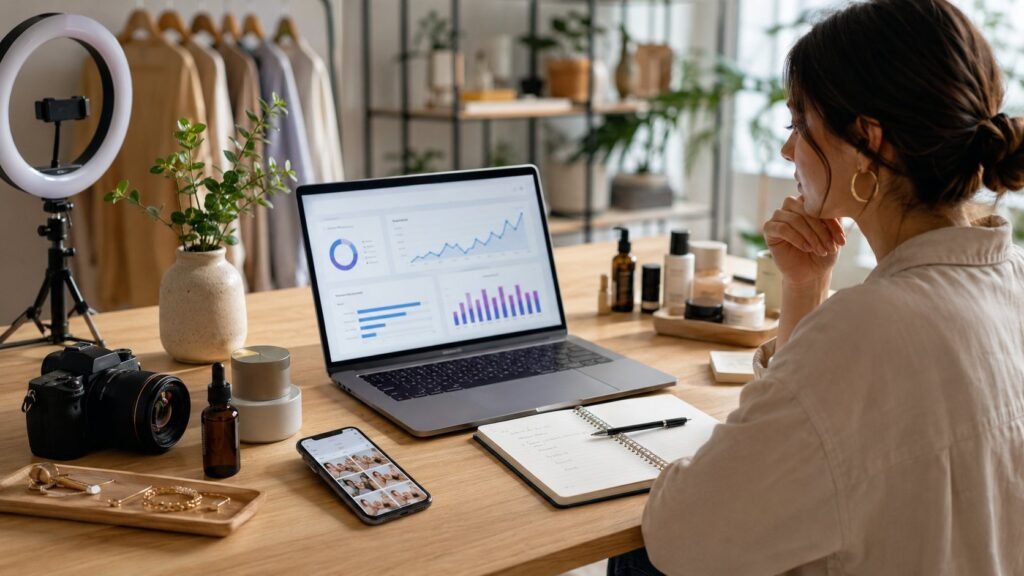Scène réaliste liée à Réussir sur Instagram : stratégie, contenu et mesure