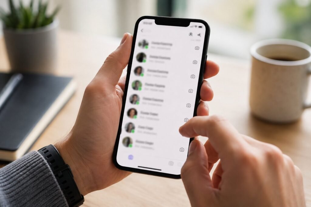 Scène réaliste liée à Statut en ligne Instagram : le voir ou le masquer