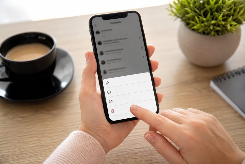 Scène réaliste liée à Supprimer un commentaire Instagram : selon la situation
