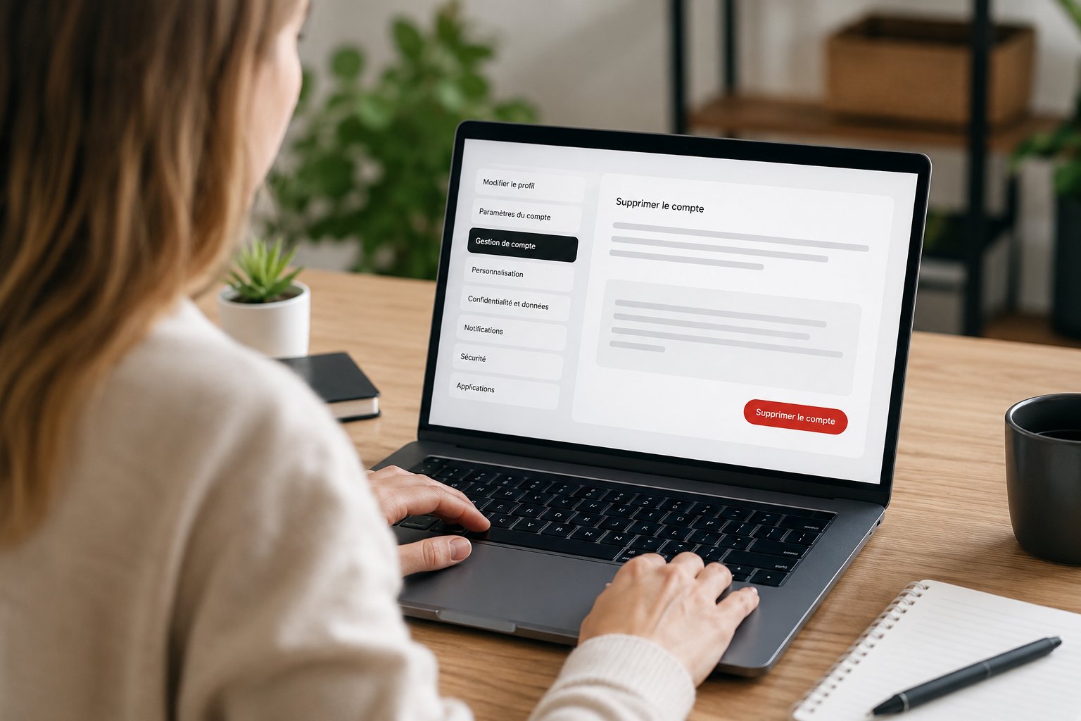 Scène réaliste liée à Supprimer un compte Pinterest : étapes et délai de 7 jours