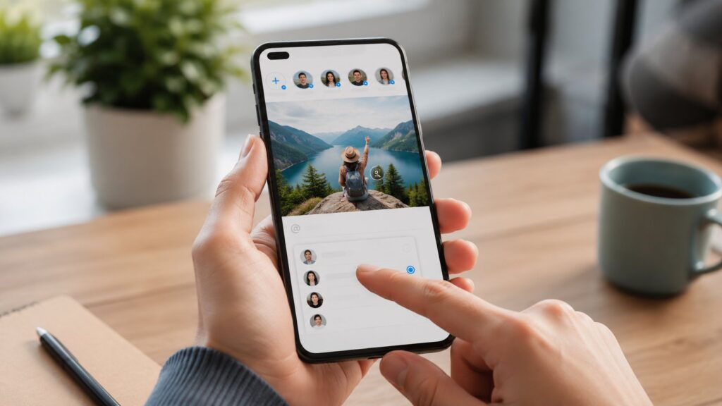 Scène réaliste liée à Taguer sur Instagram : post, Story, Reel et commentaire