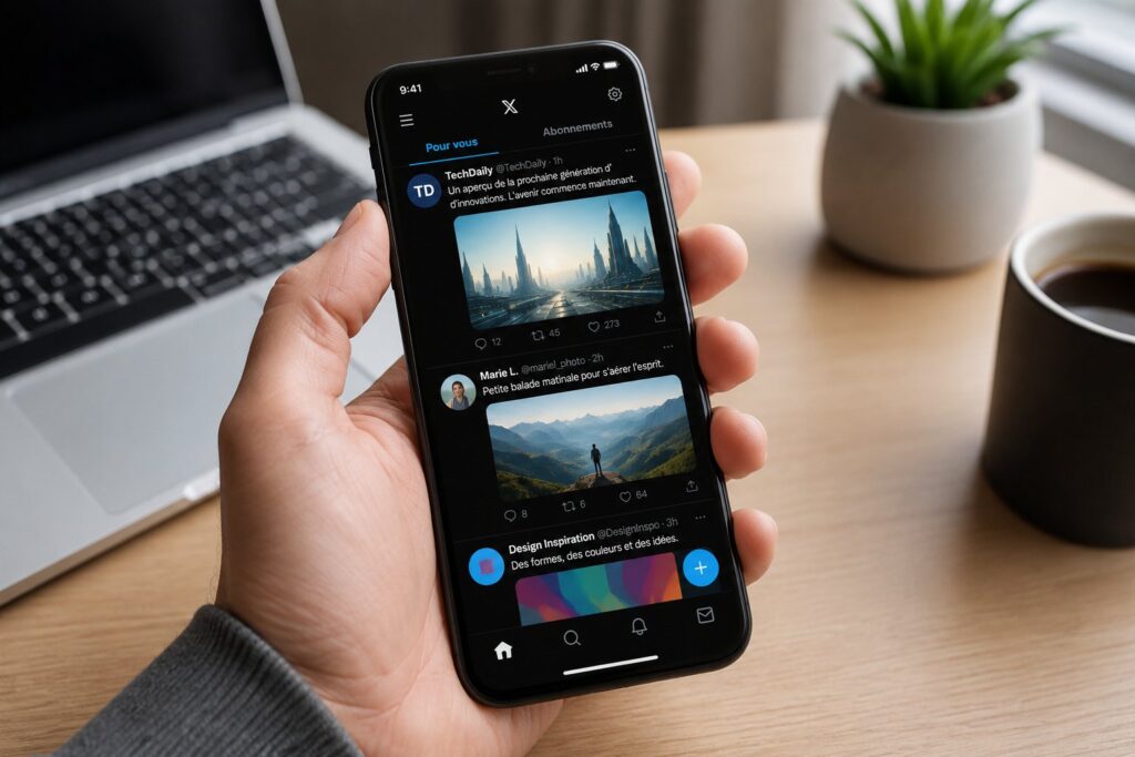 Scène réaliste liée à Twitter en noir : activer le mode sombre sur X