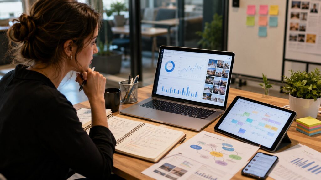 Scène réaliste liée à Utiliser le community management sans publier au hasard