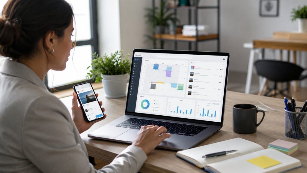 Scène réaliste liée à Utiliser Meta Business Suite : mode d’emploi clair